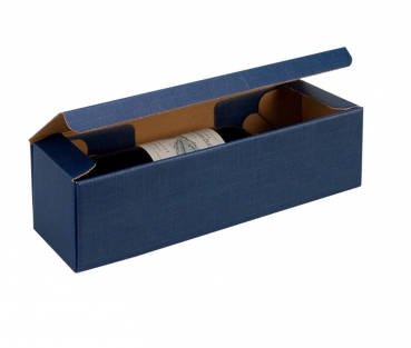 Weingeschenkkarton Weinbox Geschenkkarton Geschenkbox fr 1 Weinflasche dunkelblau einteilig K-881
