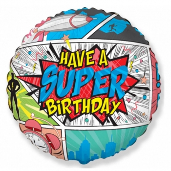 Folienballon mit Helium befüllt Happy Birthday Have a Super Birthday Ballonpost