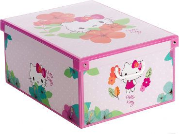 Aufbewahrungsbox Lavatelli Kanguru Box Collection mehrfarbig, Hello Kitty Motiv 39x50x24 cm mit Deckel und Tragegriffen