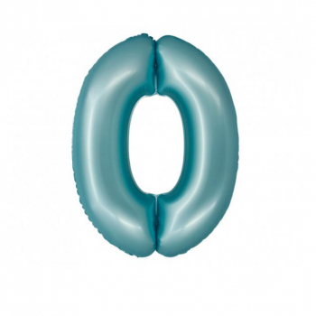 Folienballon Zahl 0 Farbe metallic hellblau Größe XL 76 cm