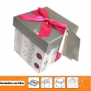 Geschenkbox gefaltet inkl. Schleife und Anhänger pink Silber 10 x 10 x 10 cm