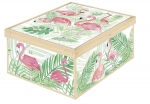 Aufbewahrungsbox Lavatelli Collection Behälter Flamingos, Karton, mehrfarbig, 39 x 50 x 24 cm